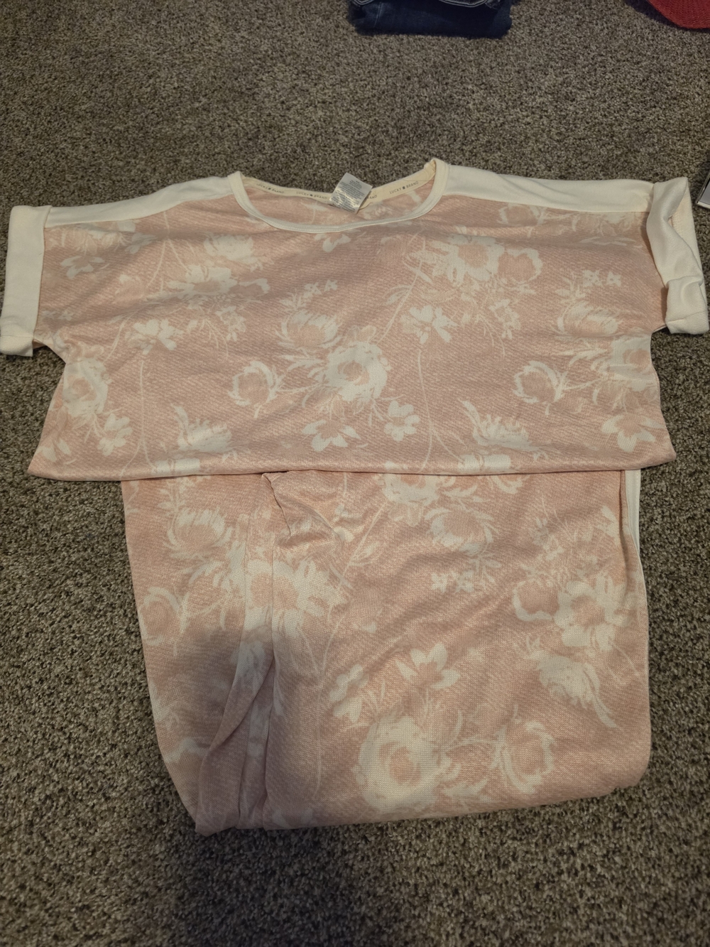 Lucky Brand Pink and White Floral Pajama Set